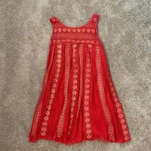 FP One Red Lace Gold Metallic Dress | Size S/P